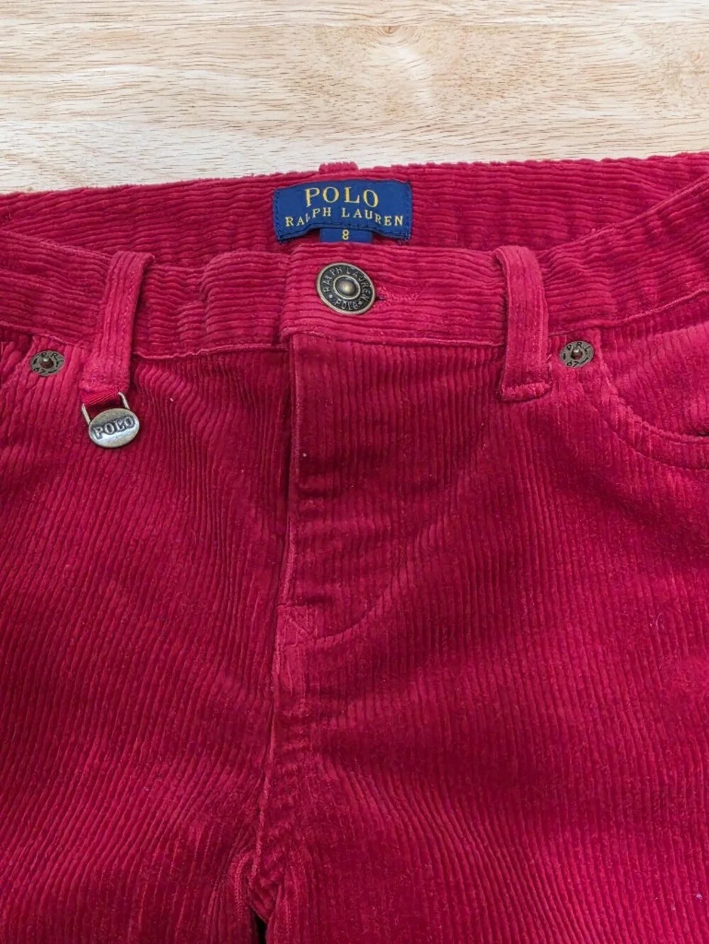 Ralph Lauren Corduroy Pants Boys Size 8 Red 5 Pocket Embroidered Pony